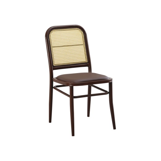 Indoor Metal Chair in Brown Finish w/ Poly Woven Back & Brown Vinyl Seat