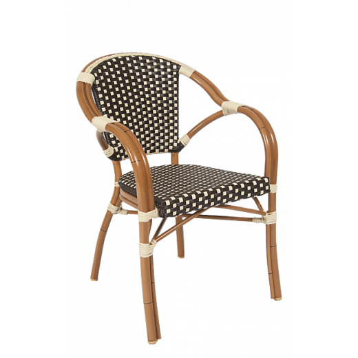 Aluminum Outdoor Armchair with Woven Poly Back & Seat