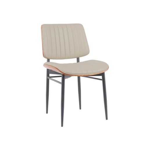 Contemporary Indoor Metal Chair with Cream Vinyl Seat and Back