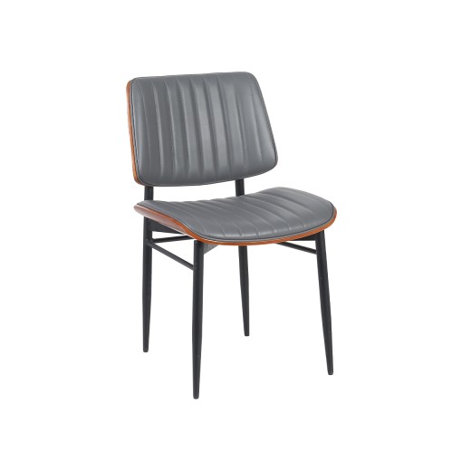 Contemporary Indoor Metal Chair with Gray Vinyl Seat and Back