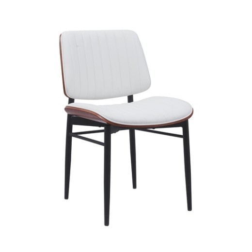 Contemporary Indoor Metal Chair with White Vinyl Seat and Back