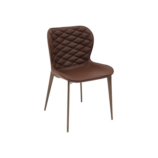 Wood Grain Metal  Chair with Brown Vinyl Seat and Back, Detailed with Diamond Stitching，Indoor Use