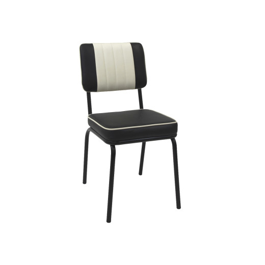 Retro Two-Tone Black and White Upholstered Indoor Metal Chair