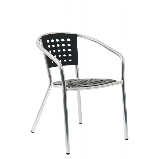 Black Resin Seat & Back Aluminum Outdoor Chair 