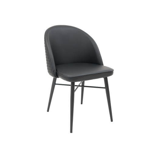 Indoor Contemporary Metal Chair with Black Honeycomb Patterned Back and Vinyl Cushion