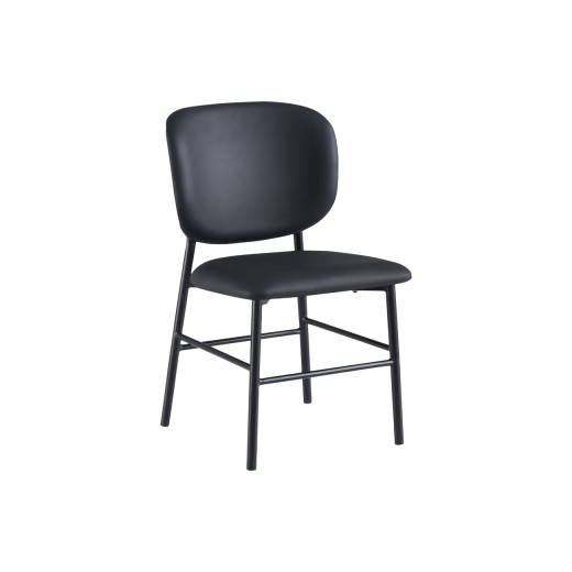 Contemporary Indoor Metal Chair with Black Upholstered Backrest and Seat