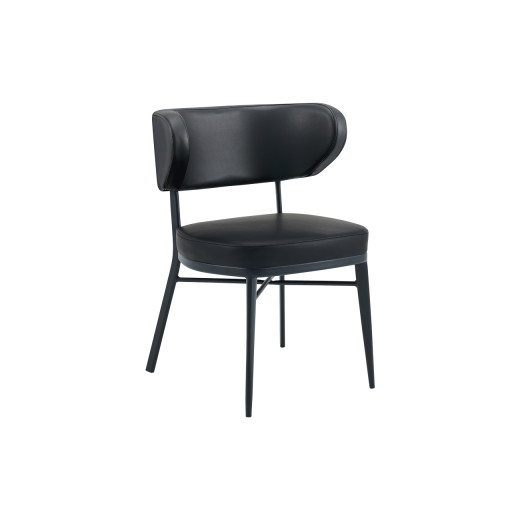 Black Indoor Metal Chair with Wrap-Around Vinyl Backrest and Padded Seat