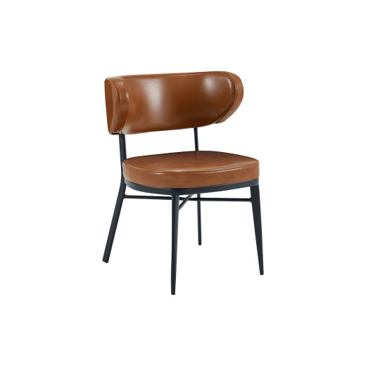 Brown Indoor Metal Chair with Wrap-Around Vinyl Backrest and Padded Seat