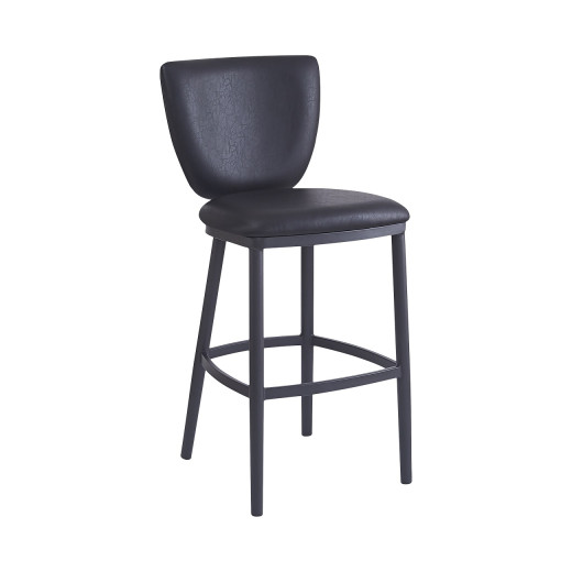 Indoor Black Metal Barstool with Stylish Upholstered Backrest and Padded Seat