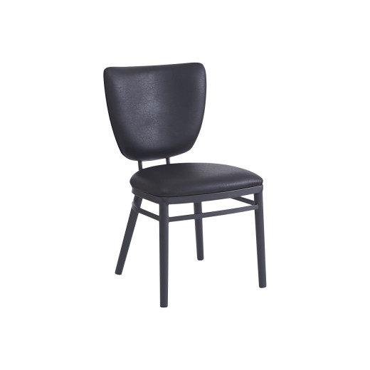 Indoor Black Metal Chair with Stylish Upholstered Backrest and Padded Seat