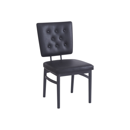 Indoor Metal Chair with Button-Tufted Upholstered Backrest and Padded Seat