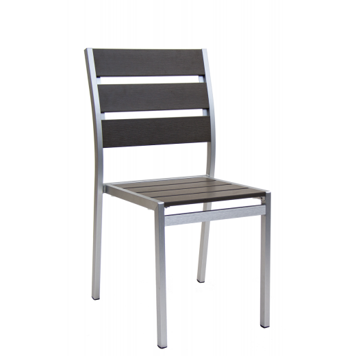 Aluminum Outdoor Chair w/ Imitation Teak Slats