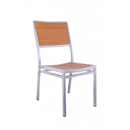 Aluminum Outdoor Chair with Imitation Teak Slats