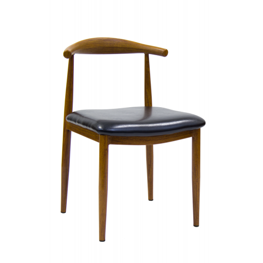 Medium Honey Brown Color Metal Chair w/Black Vinyl Seat