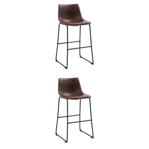 #S62 Bundle Sale, 2 pcs Vintage Brown Vinyl Metal Barstool