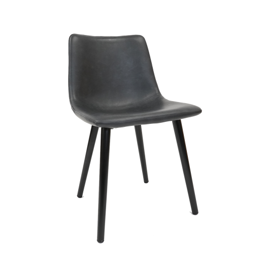 Metal Chair w/ Greyish Black Tone Vinyl Seat & Black Finish Legs