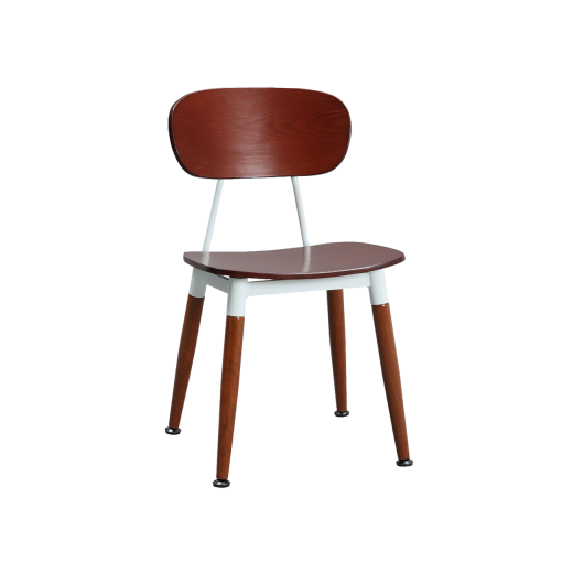 Wood Grain Steel Chair in Dark Mahogany Finish w/ Veneer Seat & Back