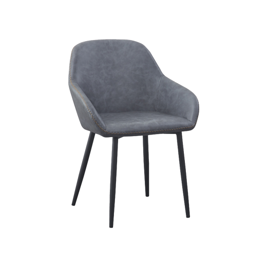 Metal Chair in Black W/Gray PU Leather Seat