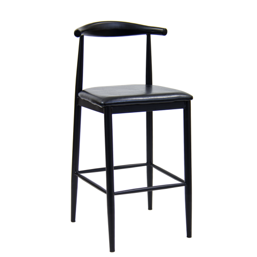 Black Metal Indoor Bar Stool w/Black Vinyl Seat