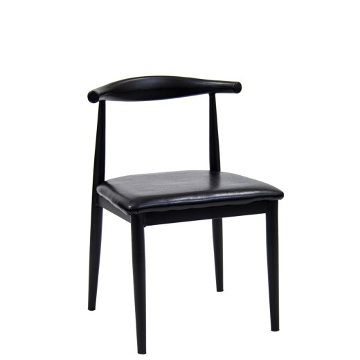 Black Metal Indoor Chair w/Black Vinyl Seat