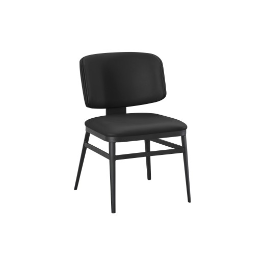 Indoor Sleek Black Metal Chair with  Padded Vinyl Seat and Back