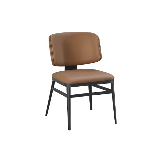 Indoor Sleek Camel Metal Chair with  Padded Vinyl Seat and Back