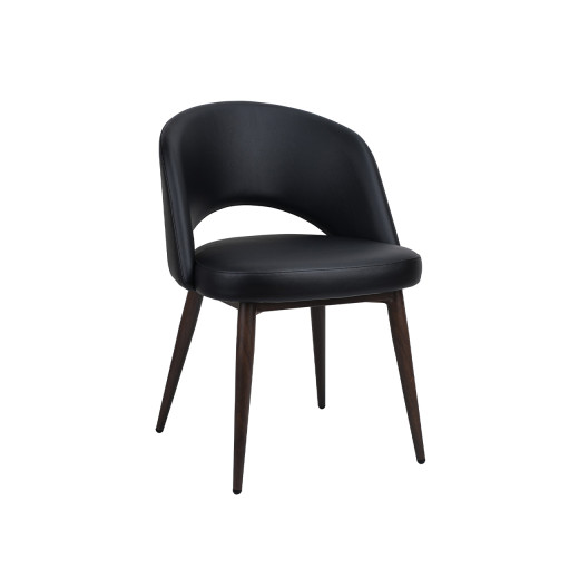 Black Vinyl Padded  Dining Chair with Metal Woodgrain Frame for Indoor Use