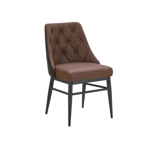 Burgundy Metal Chair with Diamond Tufted Vinyl Seat & Back and Black Outer Back for Indoor Use