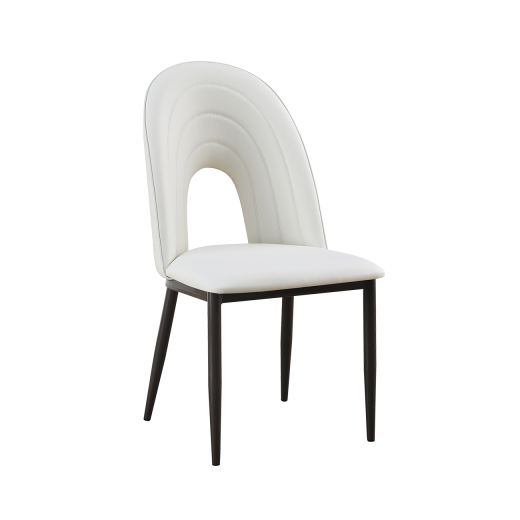 Arc Hollow Metal Chair With White Vinyl Seat & Back 