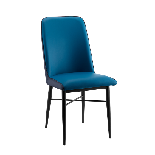 Steel Chair with Blue Vinyl Back & Seat