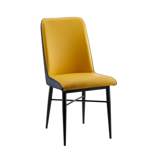 Steel Chair with Yellow Vinyl Back & Seat