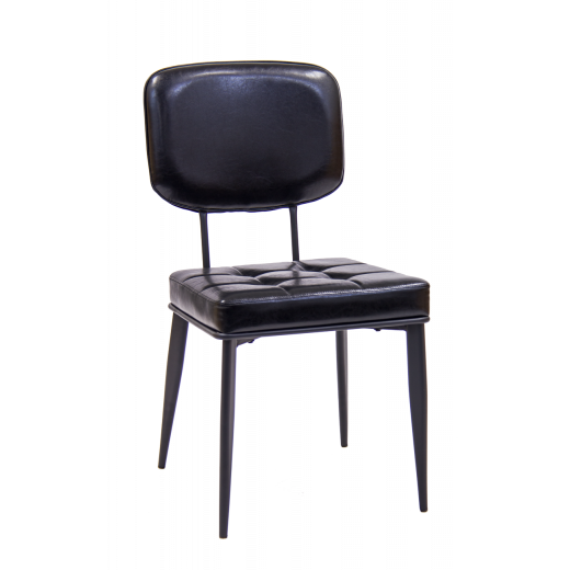 Black Indoor Metal Chair w/Vinyl Seat & Back