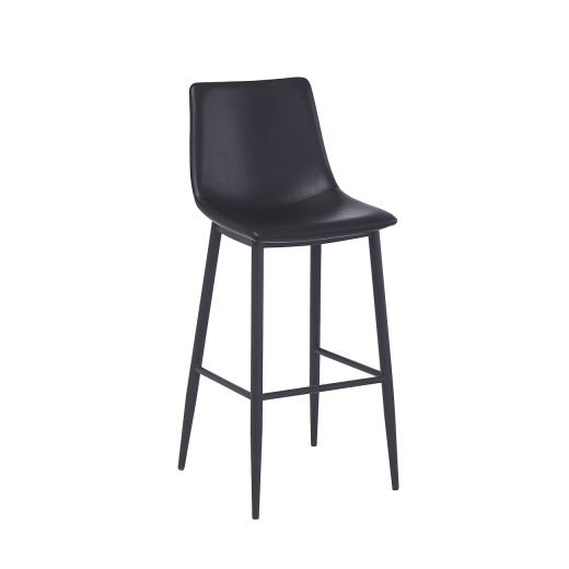 Vintage Look Black Steel Barstool w/Vinyl Seat