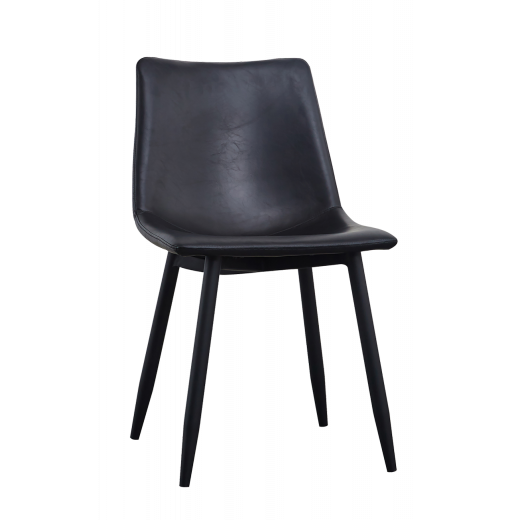 Vintage Look Black Steel Chair w/Vinyl Seat