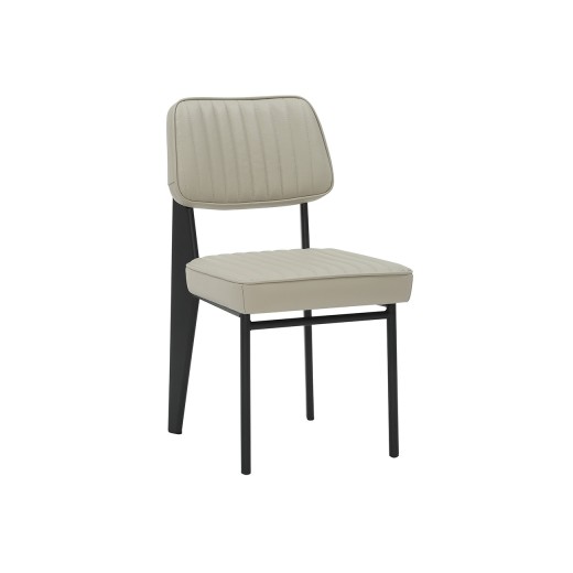 Modern Metal Chair with Cream Padded Seat & Back, Frame in Black Finish 