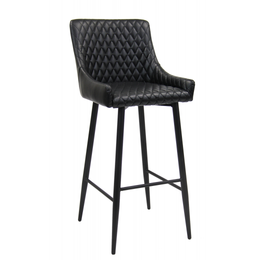 Metal Indoor Barstool w/Black Vinyl Seat and Back