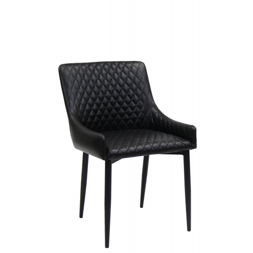 Metal Indoor Chair w/Black Vinyl Seat and Back