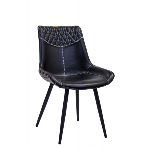 Metal Indoor Chair w/ Black Vinyl Seat and back