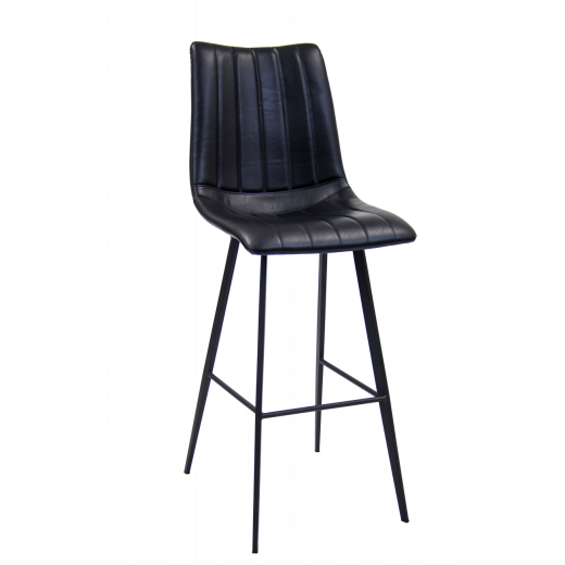 Metal Indoor Bar Stool w/Black Vinyl Seat and Back