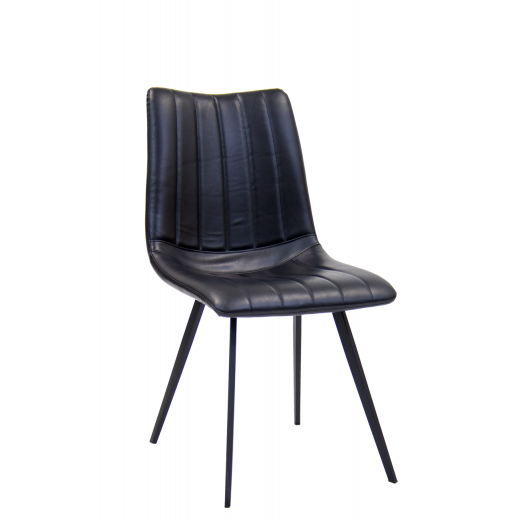 Metal Indoor Chair w/Black Vinyl Seat and Back