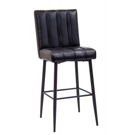Black Vinyl Back & Seat Indoor Metal Bar Stool