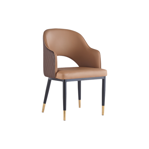 Vinyl Seat Indoor Steel Chair and Back in Light Brown