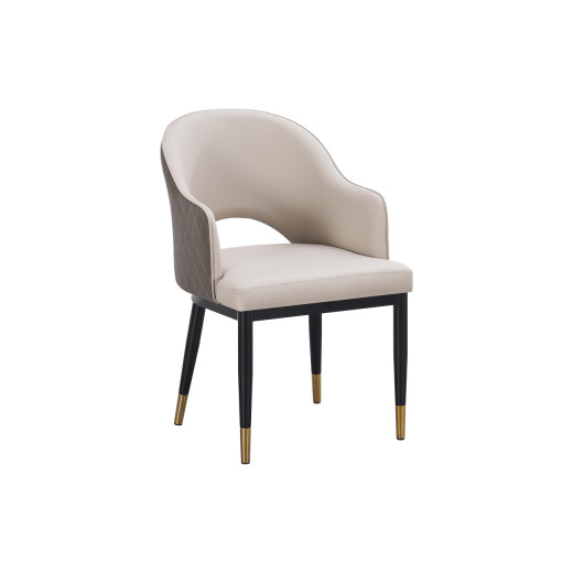 Indoor Chair with Steel Frame and Cream Vinyl Upholstery