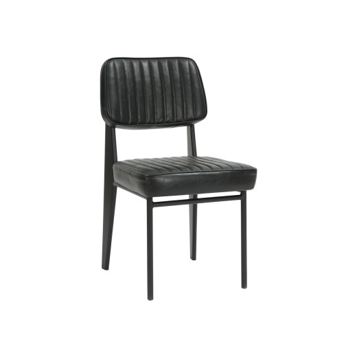 Indoor Metal Chair with Black Vinyl Cushioned Seat and Back 