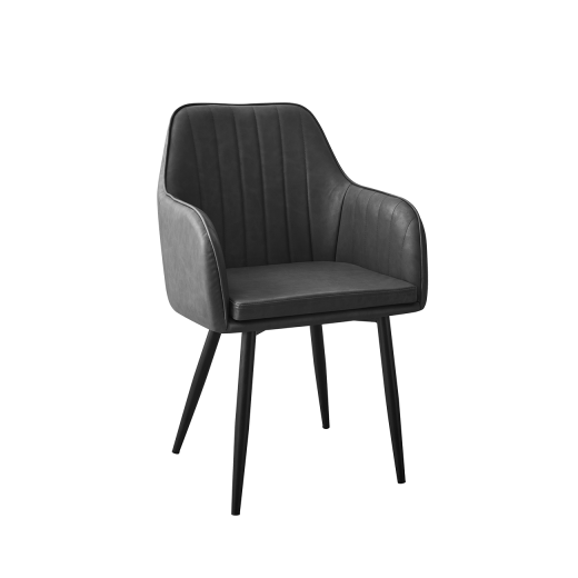 Vinyl Armchair with Black Steel Legs