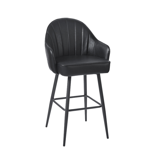 Black Steel Barstool with Black Bucket Seat