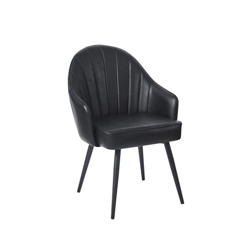 Black Steel Chair with Black Bucket Seat