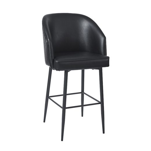 Black Barrel Barstool with Black Steel Legs