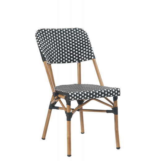 Poly Woven Outdoor Aluminum Chair, Natural & White