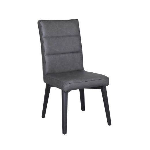 Steel Chair in Black with Gray PU Leather Seat